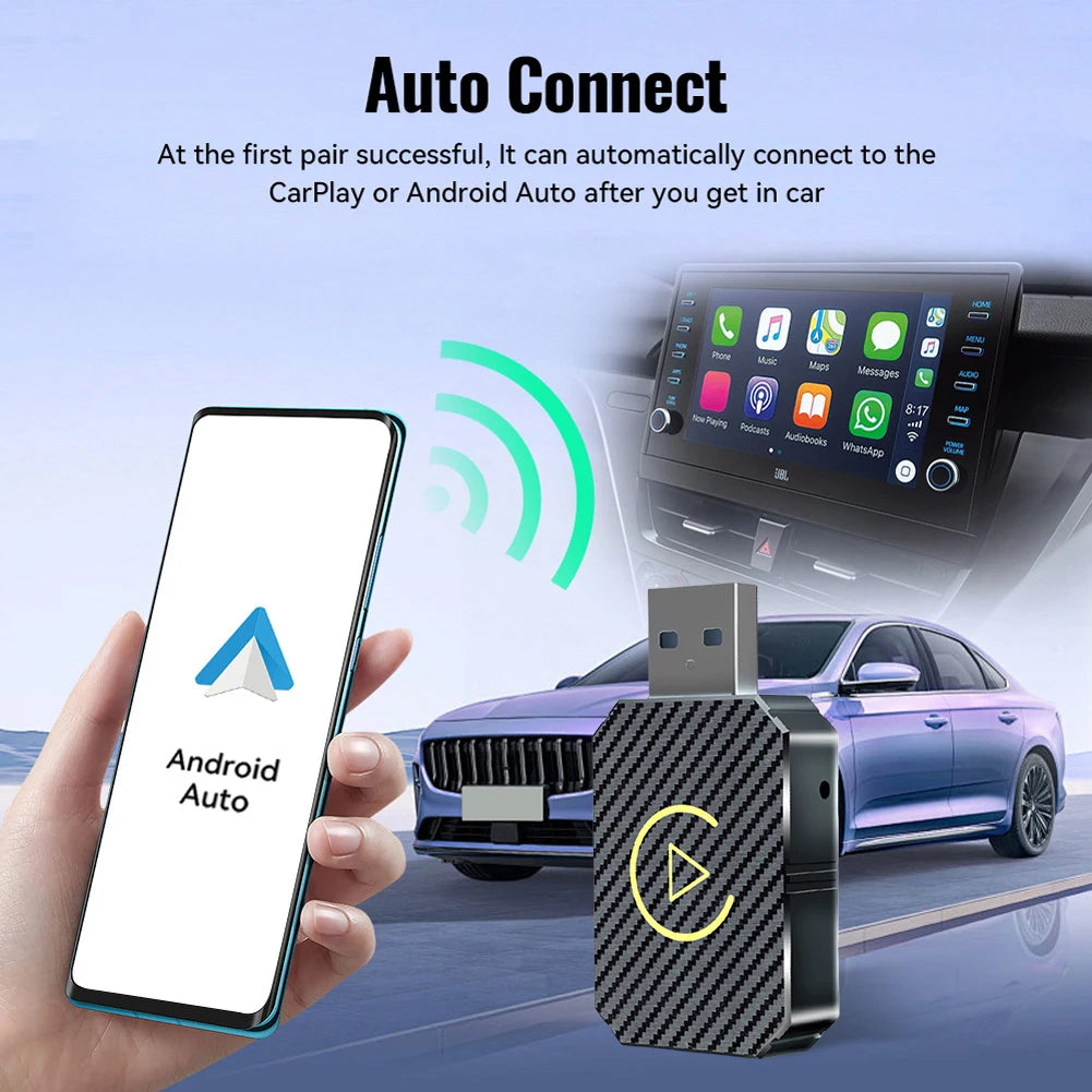 1-10PCS 2 in 1 Wireless CarPlay Android Auto Adapter Wired to Wireless Plug&Play CarPlay Mini Car Ai Box for Audi Toyota VW Peug