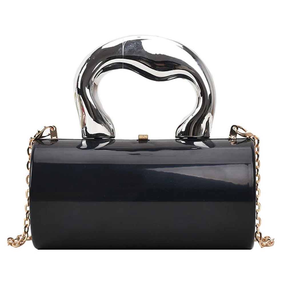 Women Mini Evening Bag Metal Handles Wallet Shoulder Bag Solid Color Clutch Bag Large Capacity Everyday Shoulder Bag Daily Bag