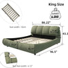 Upholstered Platform Bed Frame King Size, Cloud Bed With Oversized Headboard, Soft Frame Bedframe For Bedroom (Green, King