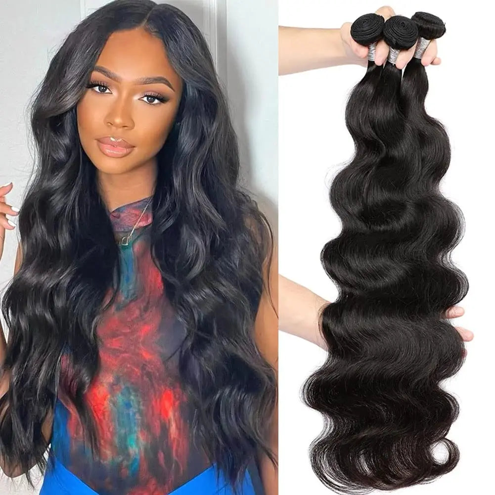 12A Brazilian Body Wave Bundles 100% Unprocessed Virgin Hair Body Wave 3 Bundles Human Hair Weave Bundles Deals Natural Black