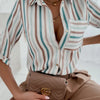 Elegant Women Blouse 2023 Spring and Autumn Temperament Top Long Sleeve Stripe Print Office Slim Fit Pocket Shirt