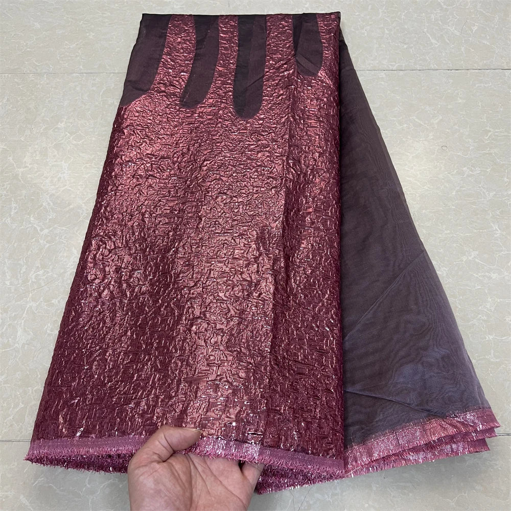 2025 African Nigerian Tulle Lace Fabric Organza Embroidery High Quality Brocade Jacquard 5Yard for Party Gown Dress YXZ157