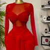 CM.YAYA Women Mesh See Though Long Sleeve Maxi Bowknot Long Dress 2025 Evening Sexy Club Party Evening High Street Dresses
