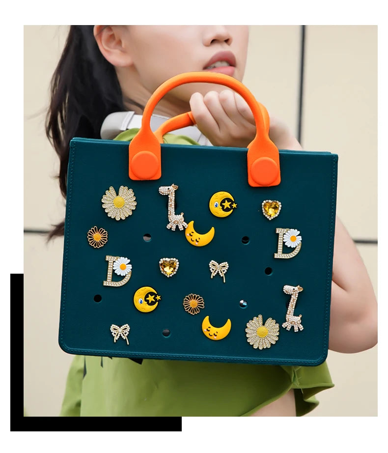 EVA Large Leather Shoulder Bag Handbag Tote Bag Storage for Women Casual Waterproof Beach Bag Hole Fit Charm Fashion Storage Bag