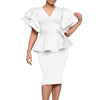 CM.YAYA Women Short Sleeve V-neck Belt High Waist Midi Dress 2025 Summer Africa OL Work Evening Sexy Party Dresses Vestidos