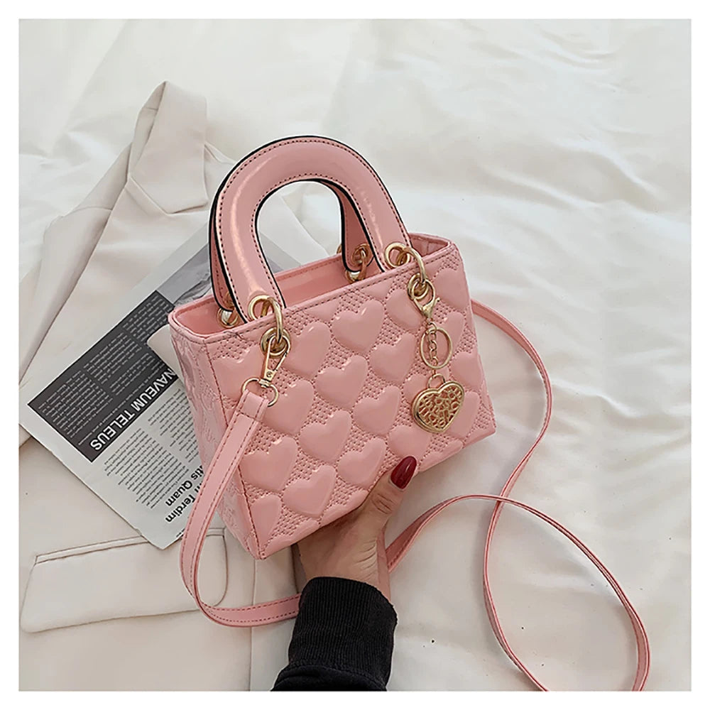 Red Love Patent Leather Bright Surface Handbag High-end Design Sense Wedding Bag Women's New Fashion All-matching Crossbody Bag