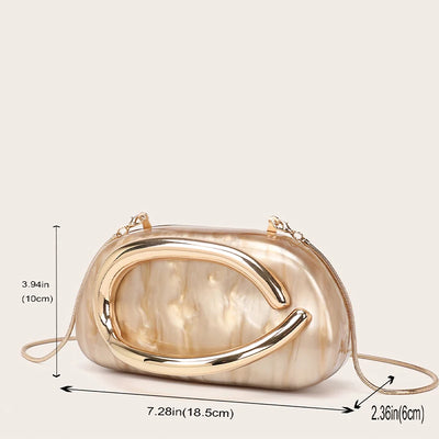 Women Acrylic Clutch Box Handbag Metal Handle Evening Bag Trendy Ladies Shoulder Crossbody Purse for Wedding Prom Cocktail Party