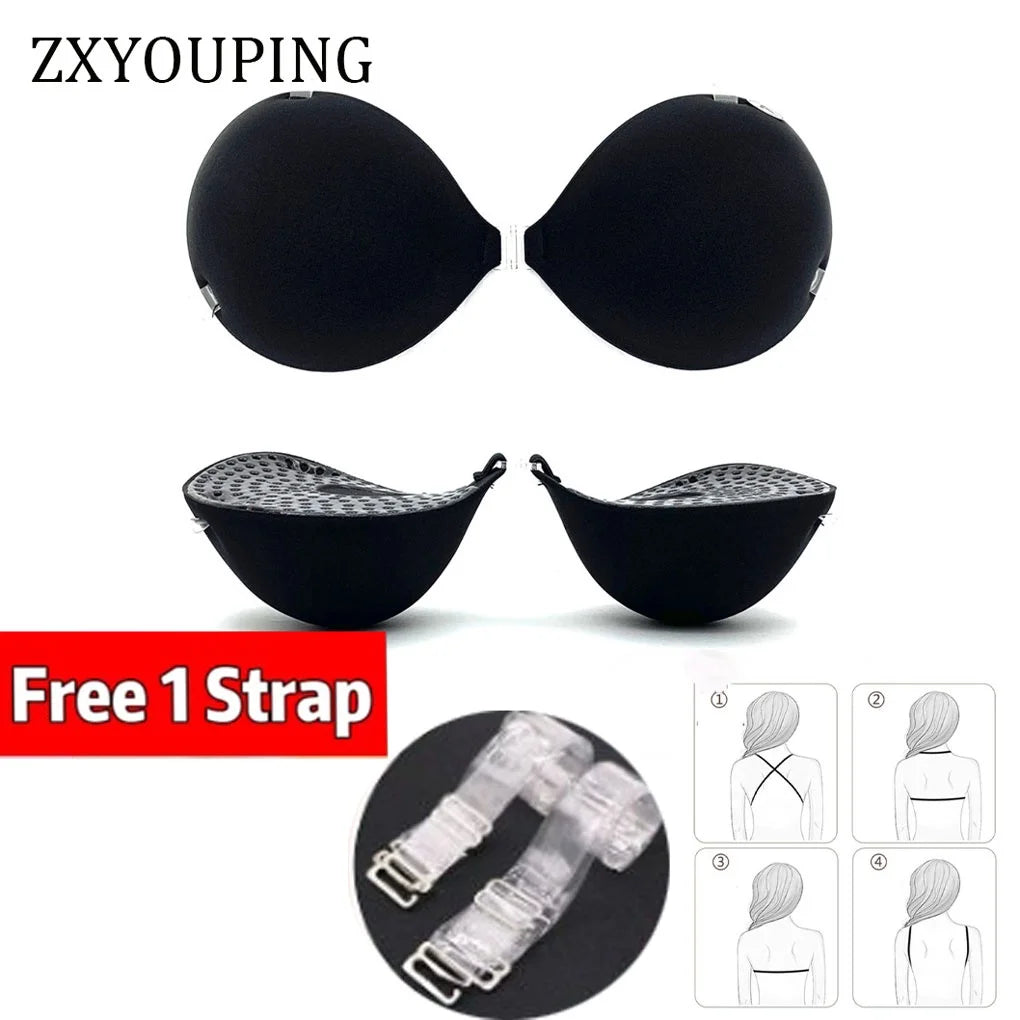 5cm Thick Bra Padding Silicone Invisible Bras Seamless Push Up Breast Stickers Pad Women's Nipple Cover Underwear