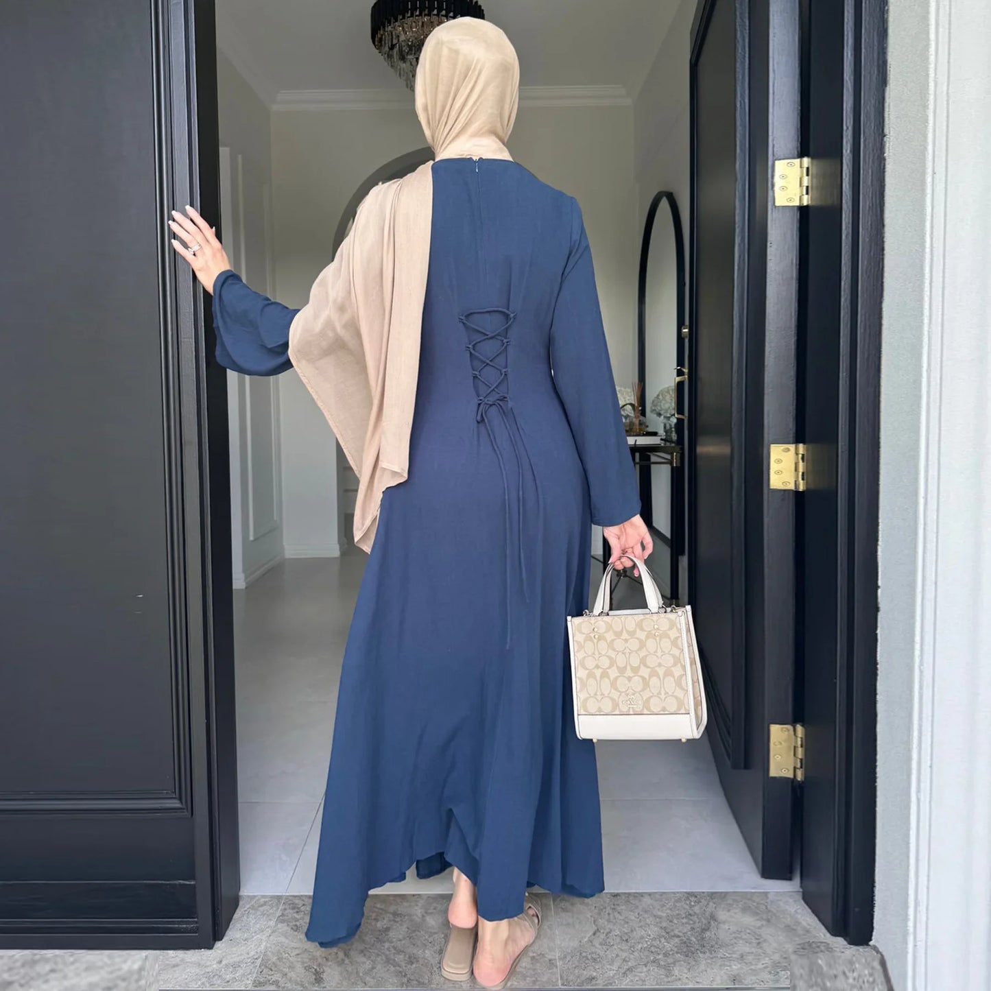 Clothes for Muslim Women Solid Robe Malay Turkey Dubai Zipper Cardigan Robe Fashion Simplicity Summer Dress Abayas for Women