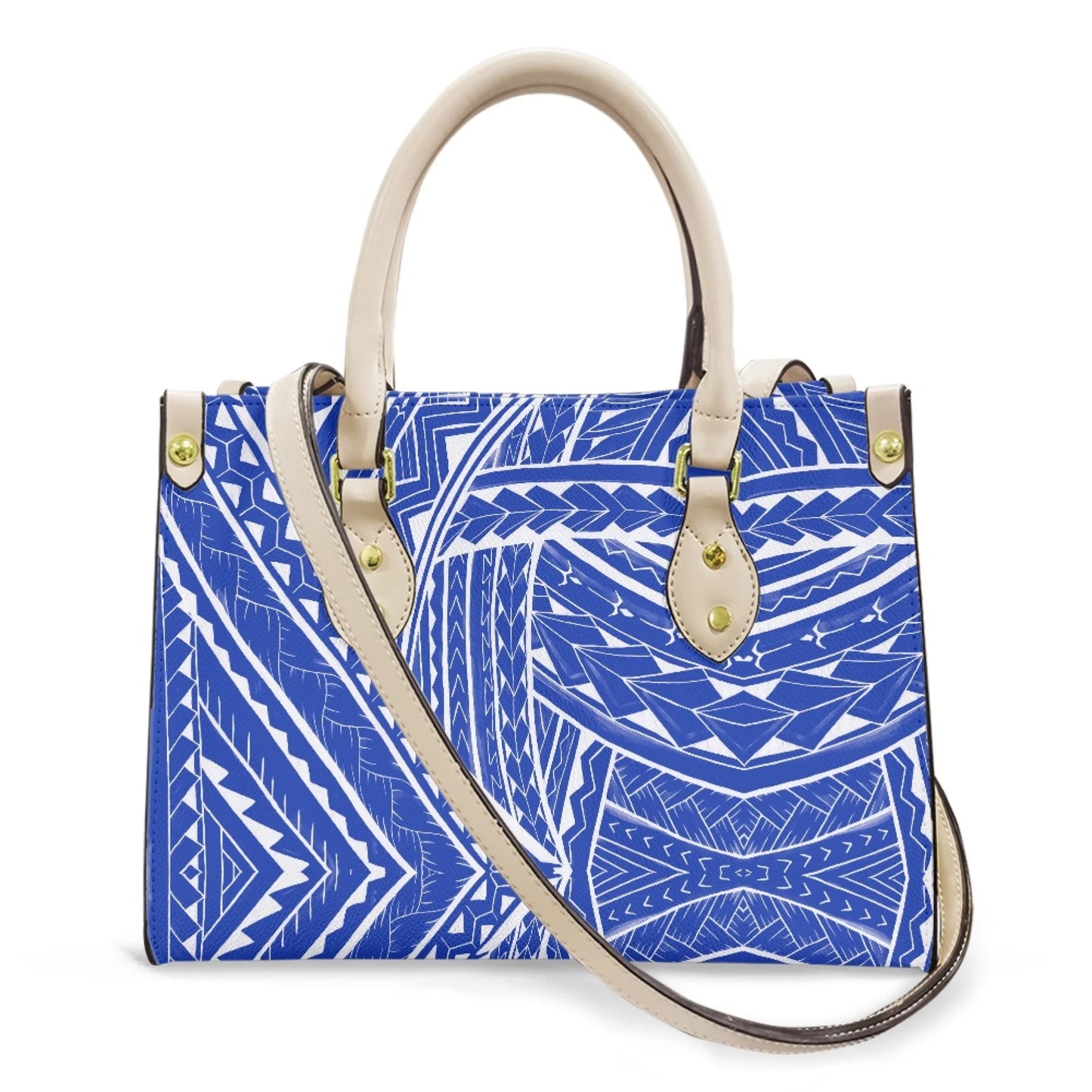 Women Pu Handbag Custom Wholesale Polynesian Tribal Floral Design Women Shoulder Bag Large Capacity Travel Temperament Women Bag