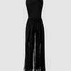 2025 Summer Women's Sexy Round Neck Rhinestone Sheer Mesh Sleeveless Jumpsuit with Belt New Fashion Rompers Womens Jumpsuit