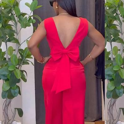 Two Piece Sets Women Pant Set Sleeveless V Neck Casual Pants Y2k Tops Wide Leg Long Pants High Waist Elegant Party Streetwear