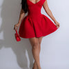 Fashion Halter A-line Deep V Off Shoulder Backless Birthday Women Red Mini Dress Sleeveless Ruched Princess Party Bodycon Robe