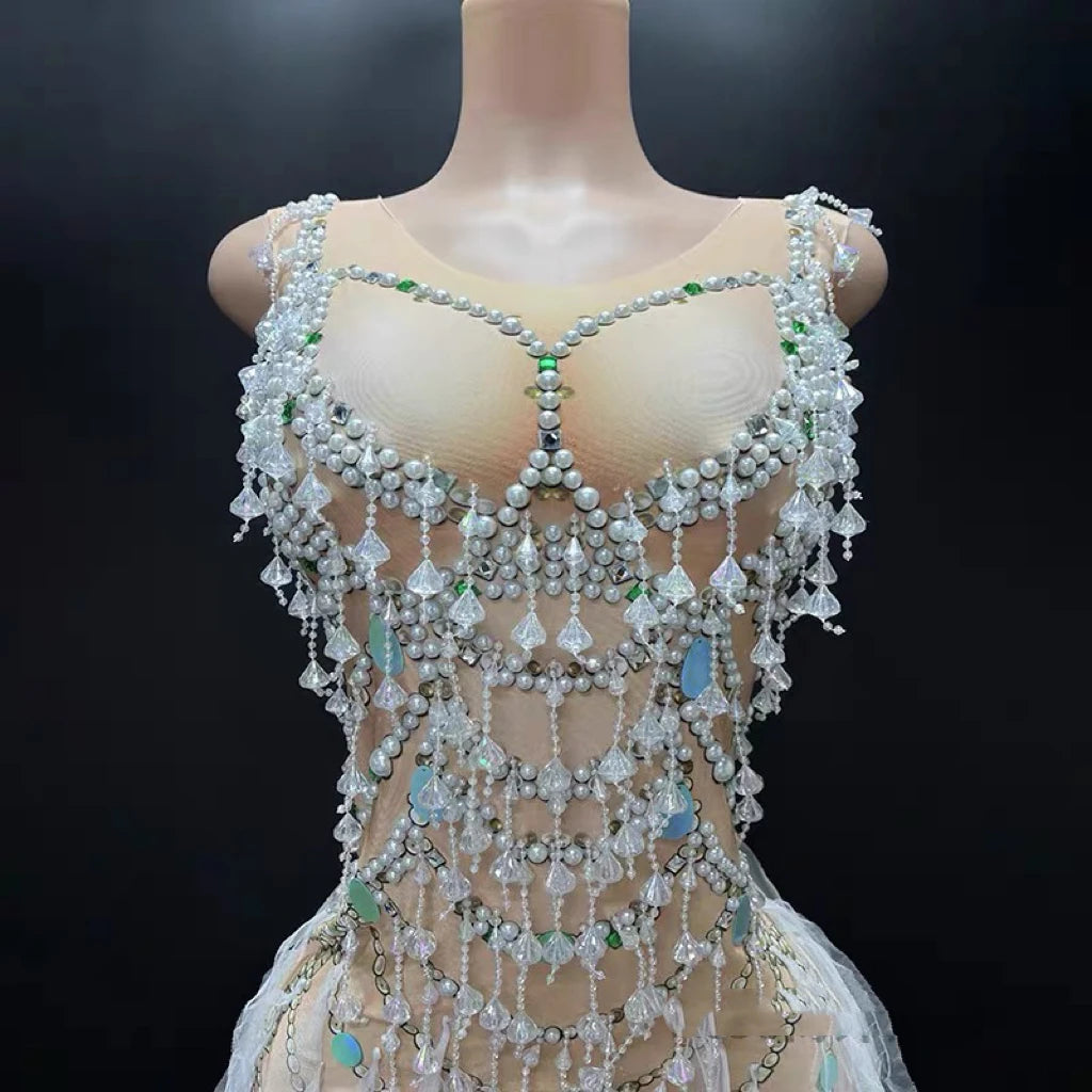 New sexy side slit dance performance costume, birthday party, socialite live house outfit