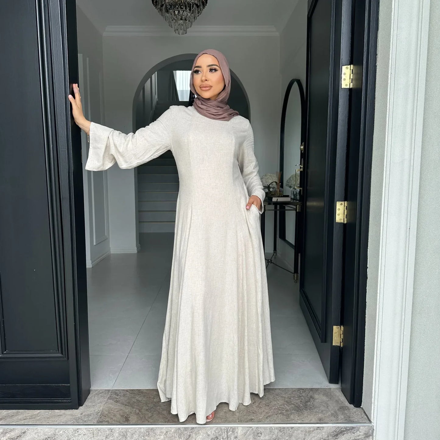 Clothes for Muslim Women Solid Robe Malay Turkey Dubai Zipper Cardigan Robe Fashion Simplicity Summer Dress Abayas for Women