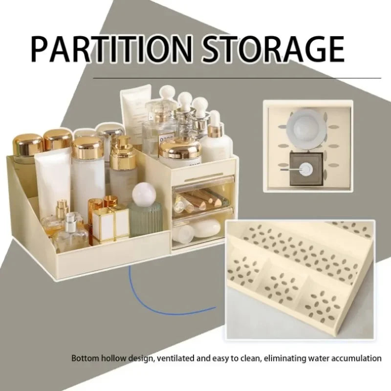 1PC Transparent Drawer Style Makeup Box Dormitory Organizer Plastic Cosmetics Skincare Dressing Table Desktop Storage Box S/M/L