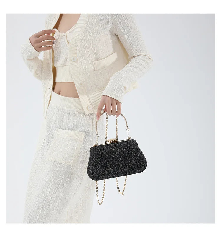 Luxury High Design Women Evening Bag Brand Party Banquet Glitter Bag for Ladies Wedding Clutch Handbag Shoulder Bag Chain Bolsas