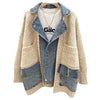 2023 New Autumn Winter Women Splicing Denim Jacket Women Long Sleeve Jean Jackets Female Loose Sweater Cardigan Jacket