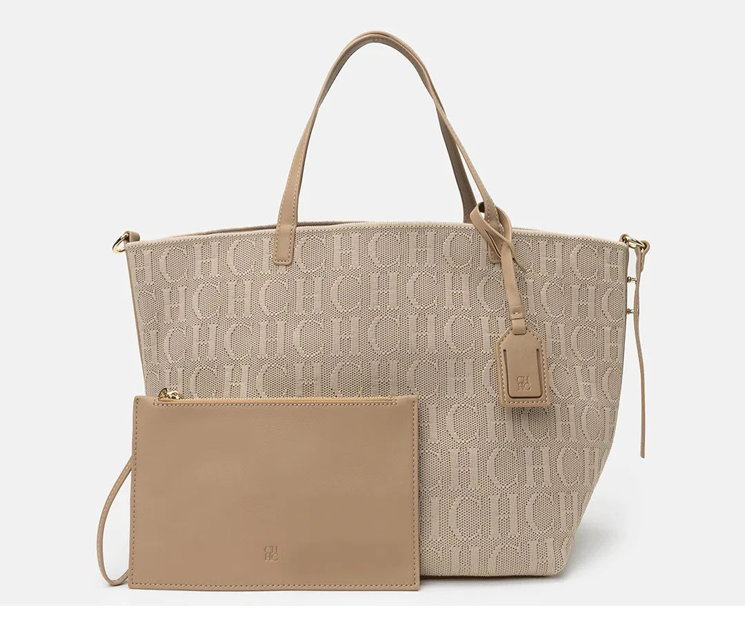 CH Classic Models of Women's Shoulder Bag Solid Color Fashionable Versatile Large-capacity Handbag Elegant Shopping Ladies Bag