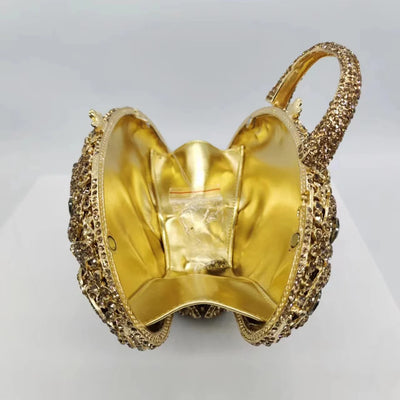 Flower Basket Diamond Dinner Bag Metal Hollow Hand-Held Rhinestone Women's Bag Banquet Clutch Purse Crystal Vintage Handbags