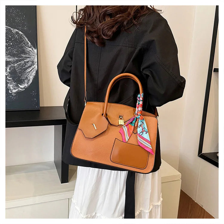 New Birkin Bag Handbag Lychee Grain Large Capacity Advanced Sense Kelly Bag Single Shoulder Crossbody Bag for Women