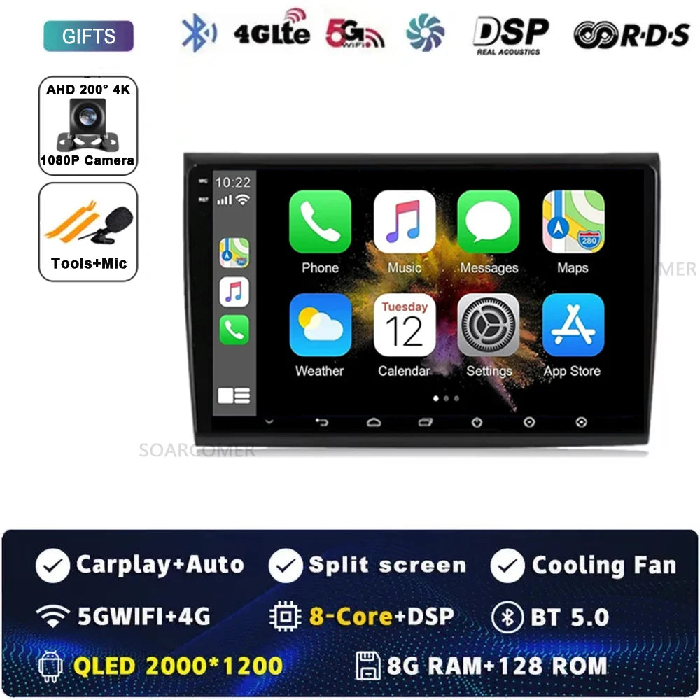 Android 14 For Fiat Bravo 198 2 II 2007 -2014 2K QLED Android Car Radio Multimedia Video Player GPS stereo CarPlay 4G Head Unit