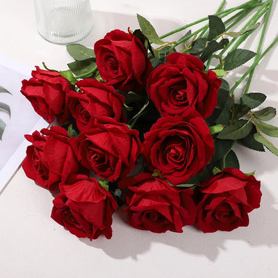1/5pcs Artificial Rose Flowers Red Fake Flower Branches DIY Wedding Bouquet Home Decoration Birthday Party Valentines Day Gift