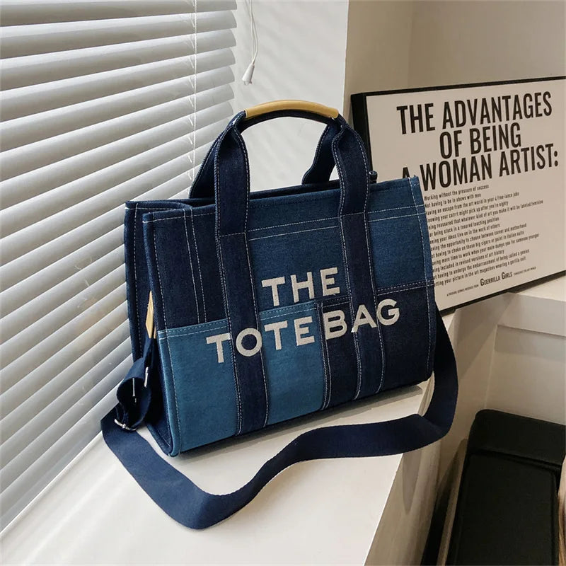 New Fashion Women's Tote Bag Trend Brand Denim Embroidery Crossbody Bag Classic Elegant Shoulder Bag Designer Luxury Handbag