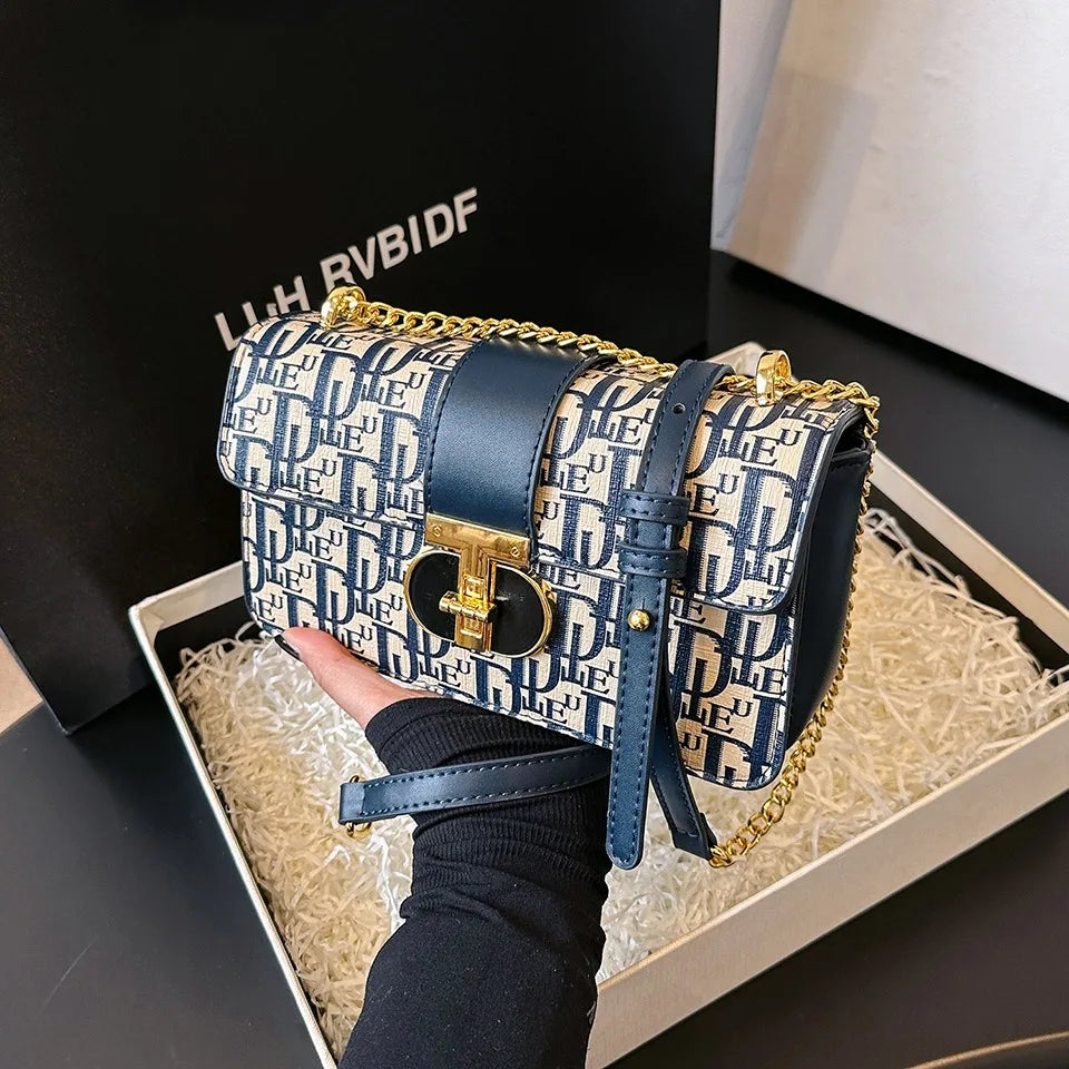 Letter Print Lock Luxury handbags Women Shoulder Bags Designer Crossbody Purses Handbag Chain Strap Clutch Bag 2025 New Small
