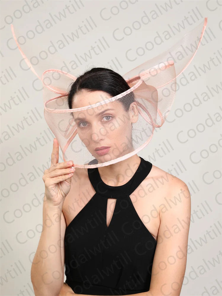 White Net Wedding Fascinator Elegant Hat Women Kentucky Derby Race Headpiece Fashion Party Mesh Chapeau Cap For Ladies Event