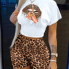 2022 Summer Women's Casual Fashionraglan Sleeve Tie Dye Top + Pants Two Piece Camo Pants Leopard Print Tow Piece Set Ladies Suit