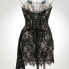 XIAOTANG Elegant Lace Strapless Sexy Mini Dress for Women Fashion Off-shoulder Irregular Ruched Bodycon Night Club Party Dress