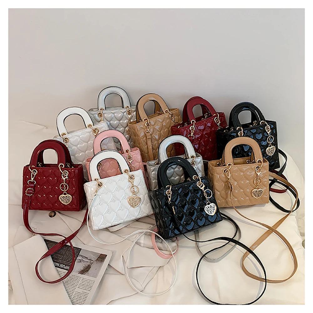 Red Love Patent Leather Bright Surface Handbag High-end Design Sense Wedding Bag Women's New Fashion All-matching Crossbody Bag