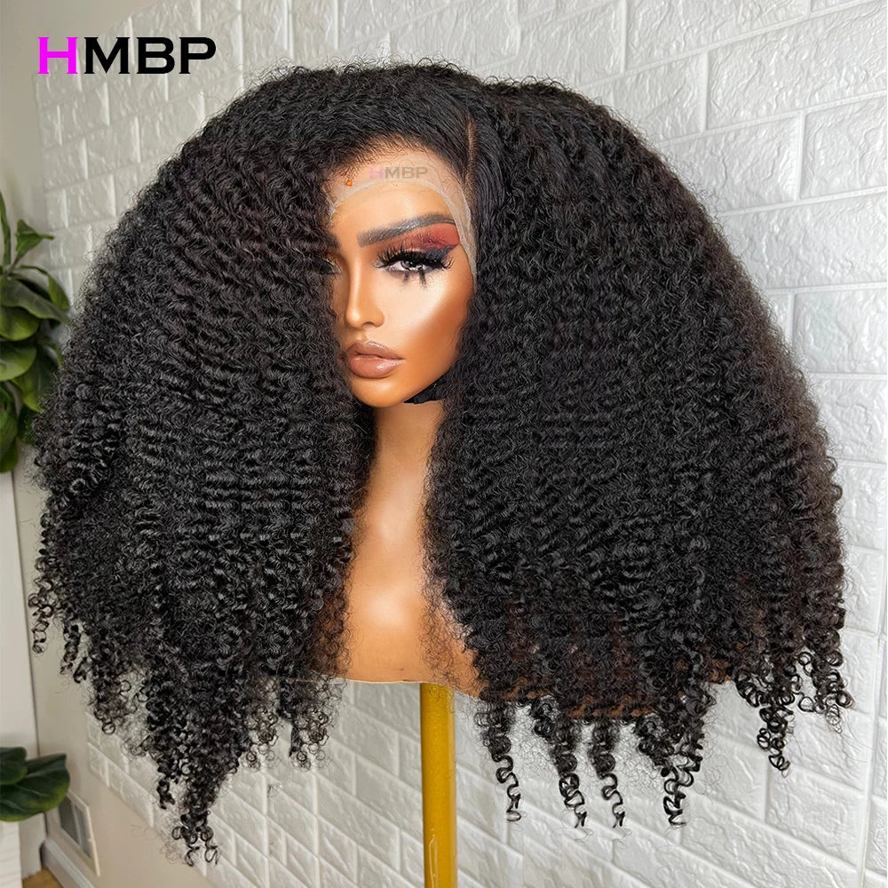 250 Density 13x6 HD Lace Frontal Wig Kinky Curly Glueless Preplucked Human Wigs Ready To Go Brazilian Wigs 100 % Remy Human Hair