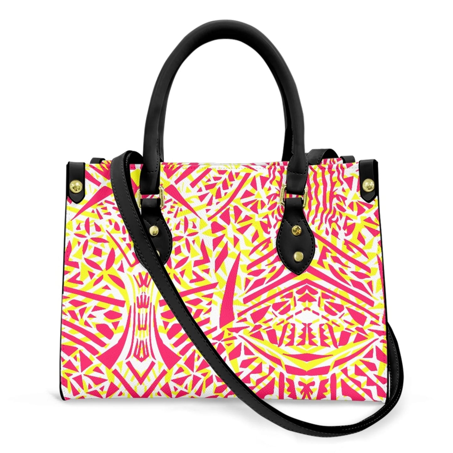 Women Pu Handbag Custom Wholesale Polynesian Tribal Floral Design Women Shoulder Bag Large Capacity Travel Temperament Women Bag