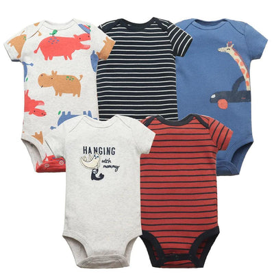 5PCS/Lot Baby Boys Girls Bodysuits 100% Cotton Short Sleeves Kids Clothes 6-24 Month Newborn Baby Clothing bebe Jumpsuit - MAGUSTA BEAUTY