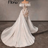 3D Lace Wedding Dresses 2025 Off The Shoulder White Bridal Gowns With Detachable Train Appliques Wedding Gown Customized