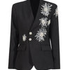 CHICEVER Solid Spliced Beading Slimming Blazer for Women Notched Collar Long Sleeve Patchwork Button Formal Coat Female Fashion