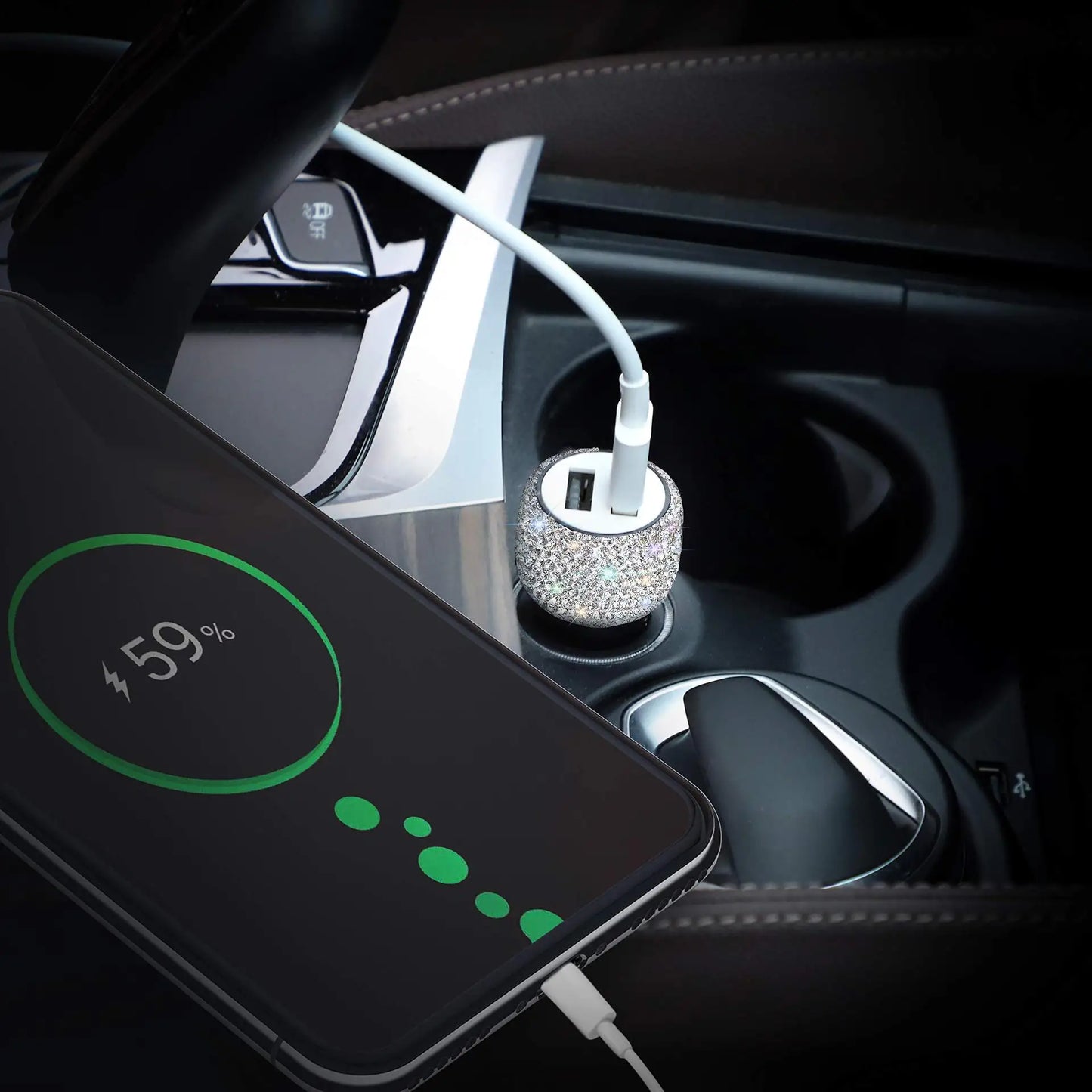 MINISO Retractable 3 in1 Fast Charge Data Cable Car Fast Charge Line Type-C For iphone samsung huaw Dual USB Car Charger