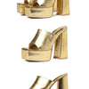 Aneikeh 2025 New Fashion Open Toe Platform High Heel Women Summer Mules Slip-On Outdoor Slippers Sandals Size 35-42 Silver Gold