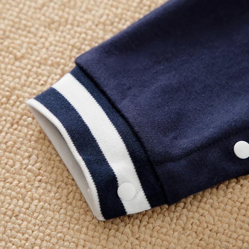 Baby Long Sleeved Jumpsuit Spring And Autumn Boys And Girls Baseball Suit Letter Embroidered Cotton Soft 0-18m One Piece Set - MAGUSTA BEAUTY