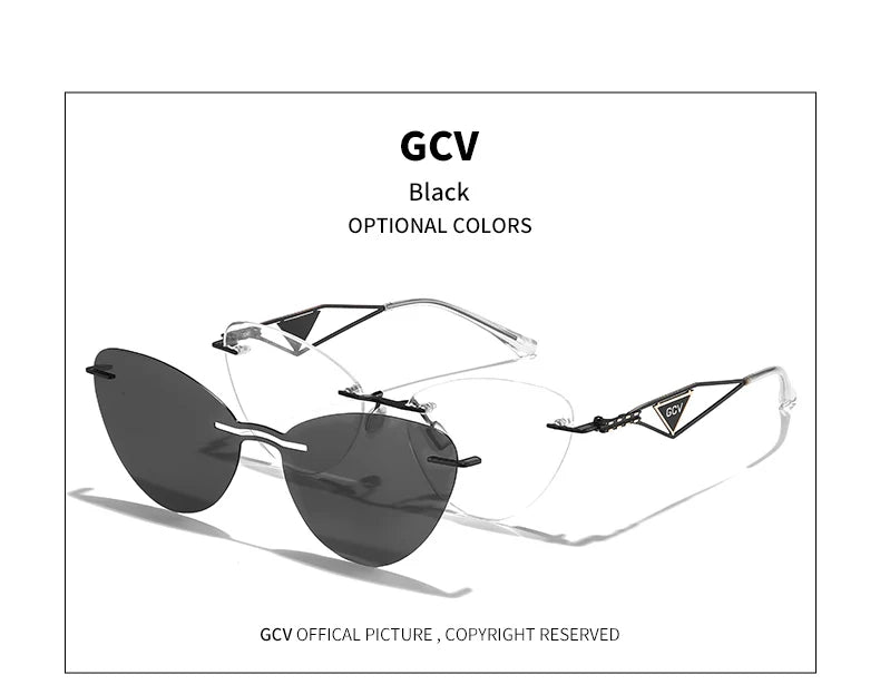GCV Brand new Women 2 In 1 Polarized Sunglasses Anti blue light glasses butterfly frame multifunctional Medical applicability