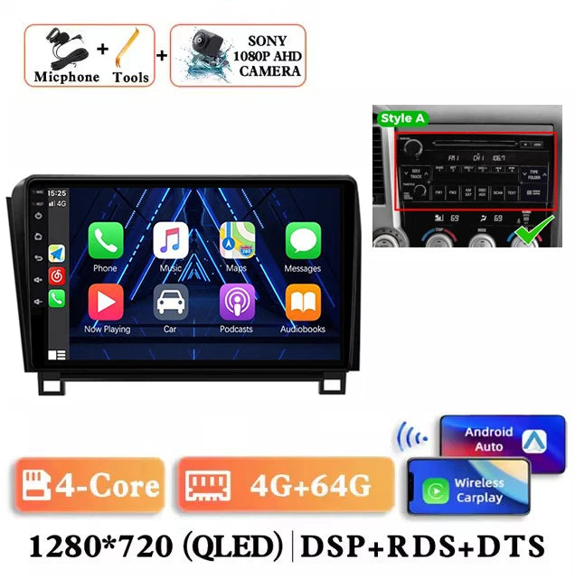 Android 14 For Toyota Tundra XK50 2007 - 2013 Sequoia XK60 2008 - 2017 Car Radio Multimedia Video Player Navigation Screen Auto