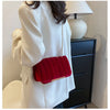 Neon Red Flap Chain Square Bag Velor Leather Fashionable Dating Gift Shoulder & Crossbody Bag With Chain Strap For Women