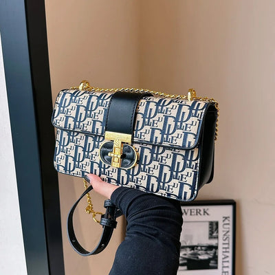 Letter Print Lock Luxury handbags Women Shoulder Bags Designer Crossbody Purses Handbag Chain Strap Clutch Bag 2025 New Small