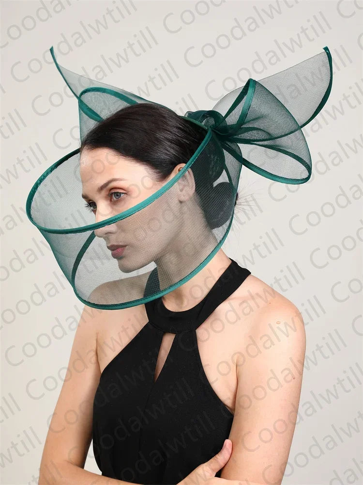 White Net Wedding Fascinator Elegant Hat Women Kentucky Derby Race Headpiece Fashion Party Mesh Chapeau Cap For Ladies Event