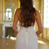 Amanda Customized White Pearls Beading Prom Dresses Sleeveless Strapless vestidos de noche Mini Skirt Backless Formal Evening