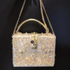 High-Grade crystal Evening Bag Female New Hollow Out Metal Carved Flower Diamond Handbag Box Fashion Chic Shoulder Crossbody Bag