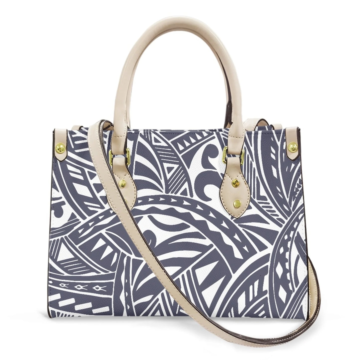 Women Pu Handbag Custom Wholesale Polynesian Tribal Floral Design Women Shoulder Bag Large Capacity Travel Temperament Women Bag