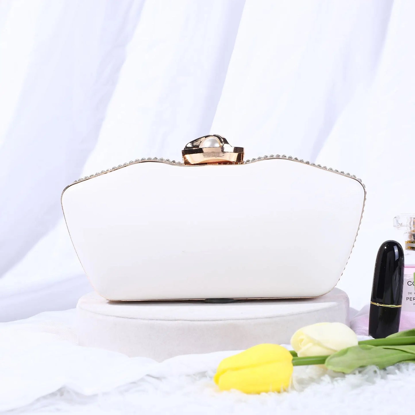 rhinestone evening bags Chain Clutch Bag Set with Diamond Pearl One Shoulder for Evening Wedding Party Dresses Made Crystal